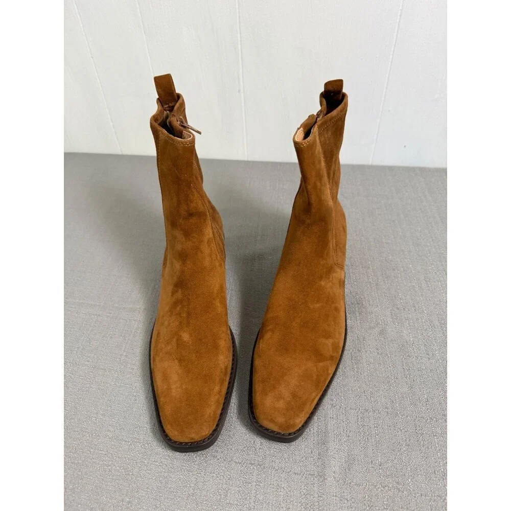 Madewell Idris Ankle Boots Russet Brown 9 Suede Booties NX430 Academia Preppy